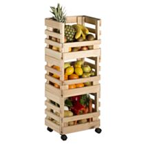 3 Caisses de Rangement Empilables pour Légumes 90x38x30cm + 4 Roulettes - ASTIGARRAGA