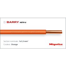 Câble électrique H07V-U 1x1,5mm² Orange 100m