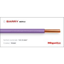 Câble électrique H07V-U 1x1,5mm² Violet 100m