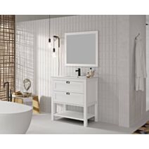 Meuble salle de bain Vintage bois massif blanc H.85cm