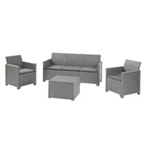 Salon de jardin bas Emma 5 places/ table basse coffre gris sparkle