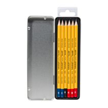 6 Crayons de graphite + boîte métallique - BRUYNZEEL