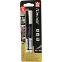 2 Marqueurs Pointe Fine Blanc et Noir - SAKURA