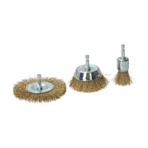 Kit décapage perceuse laiton x3 brosses - NORTON