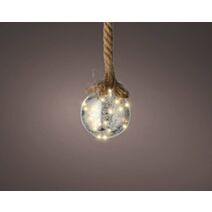 Boule de Noël micro-LED argent/blanc chaud Ø20cm