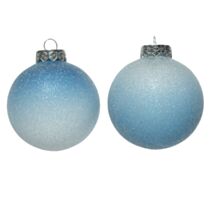 Boule de Noël givrée blanc/bleu Ø8cm - DECORIS