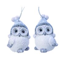 Suspension de Noël chouette givrée H.8,2cm - DECORIS