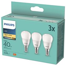 3 Ampoules SMD Sphérique E14 470lm 40W Blanc chaud - PHILIPS