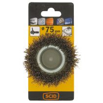 Brosse coupe fils acier laitonné ondulés Ø75mm - SCID