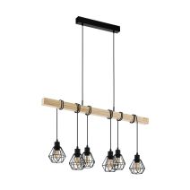 Suspension Townshend5 E27 6 x 60W Acier Noir Et Bois Marron -  EGLO