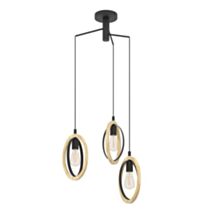 Suspension Basildon Ø61,5 x H110 cm noir/bois IP20 E27x3 - EGLO