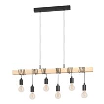 Suspension Townshend acier bois 25cm noir/bois - EGLO