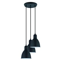Suspension Priddy Ø32,5 x H110 cm acier noir E27x3 60W A++E - EGLO