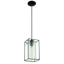 Suspension Loncino en acier noir transparent L.15 cm E27 1 x 60W - EGLO