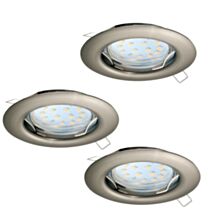 3 spots encastrés Peneto fixes ronds GU10 3W acier