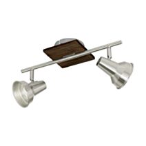 Réglette 2 lumières Filipina GU10-LED/3,3W acier/bois