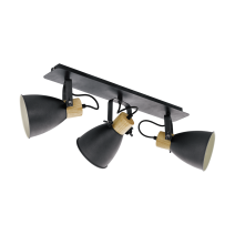 3 Spots Coswarth Acier/Bois E27 40W Noir
