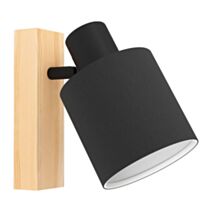 Applique murale Batallas bois/acier/tissu 10W E27 noir/bois - EGLO