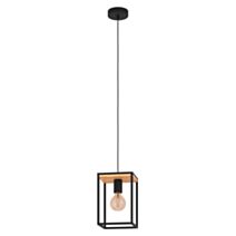 Suspension Libertard acier/bois 40W E27 noir et bois - EGLO