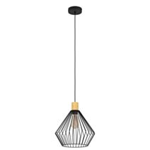 Suspension Palmorla acier/bois 40W E27 noir et bois - EGLO