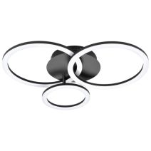 Plafonnier LED Palvames acier/PVC triple anneaux 30W noir - EGLO