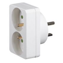 Adaptateur 2 x 2 pôles + terres 16A sur prise 20A
