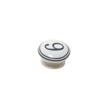 Bouton meuble Chiffre 6 Céramique Noir ø39mm h22mm - B BEAUTY