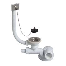 Bonde à bouchon + siphon gain de place pour évier 1 bac Ø 60 mm - WIRQUIN