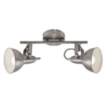 Plafonnier 2 spots rotatif métal satin-blanc