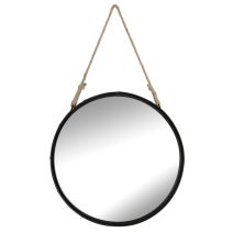 Miroir corde noir metal Ø50cm