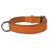 COLLIER DOUBLE MARRON CUIR 50CM