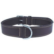 COLLIER DOUBLE MARRON CUIR 65CM