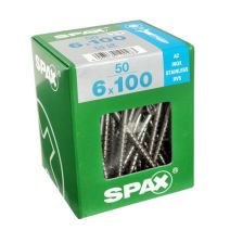 50 vis 6x100 tête fraisée empreinte t-star+ T20 inoxA2 SPAX