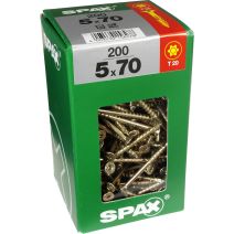 200 vis 5x70 tête fraisée empreinte t-star+ T20 gris SPAX