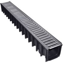 Caniveau en polypropylène noir A15 1m Grille galva 10X10 cm