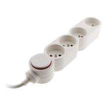 Multiprise 4 prises Home + Fiche Extraplate Blanc - INOTECH