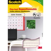 36 pastilles fixe tout repositionnable surfaces lisses blanc - SCOTCH™