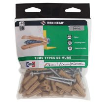 40 Chevilles Grapex Ø8x32mm + Vis TF Ø5x50mm - RED HEAD 