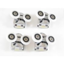 Lot de 4 roulettes doubles avec corps en métal/chromé, Ø 23 mm - AURLANE