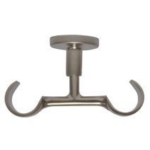 Support de barre à rideau en métal Ø28 plafond double ouvert 60 mm chromé mat