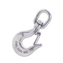 Crochet de levage à émerillon et linguet de sécurité - acier inoxydable - 1000 kg - Ø int 28 mm - longueur 170 mm - CHAPUIS