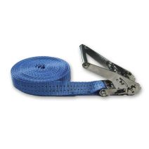 Sangle avec tendeur à cliquet inox 7m bleu