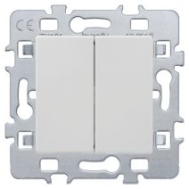 Double Interrupteur Di-Line Va Et Vient à Encastrer + Plaque Support Métal Blanc - INVENTIV'