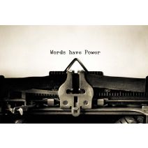 Impression sur verre Glass'Art Words have power vintage 30x45cm
