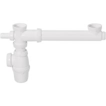 Siphon + tubulure de raccordement pour évier 2 bacs - INVENTIV