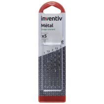 Coffret 5 forets métaux Ø1-1.5-2-2.5-3 mm - INVENTIV
