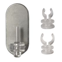 2 pitons plastique Neofix+ adhésifs pour tringle de vitrage "3 en 1" translucide façade chrome - MOBOIS