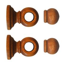 2 embouts boule + 2 supports classique à visser ou adhésifs Ø11 merisier
