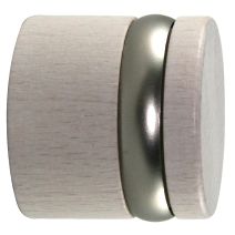 Embout de barre à rideau en bois à visser Ø28 bouchon bague métal blanchi - MOBOIS 