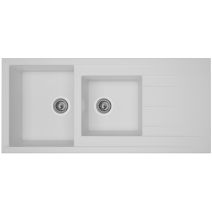 Evier à encastrer 2 cuves 110 cm blanc uni Cube